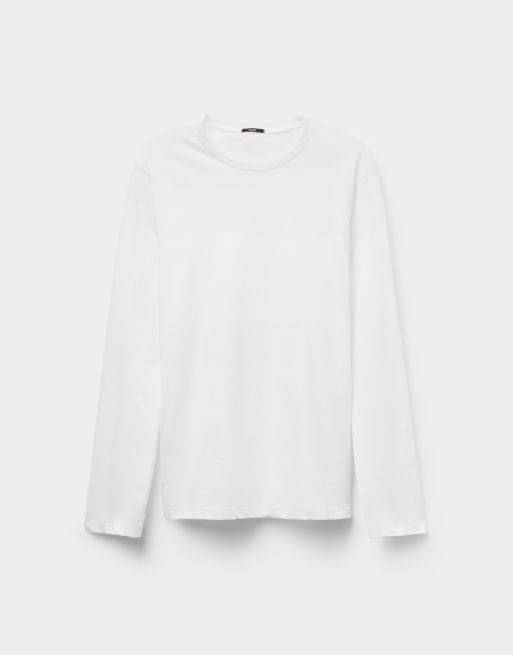 Tezenis 100% cotton long sleeve round neck top in white, 5 of 5