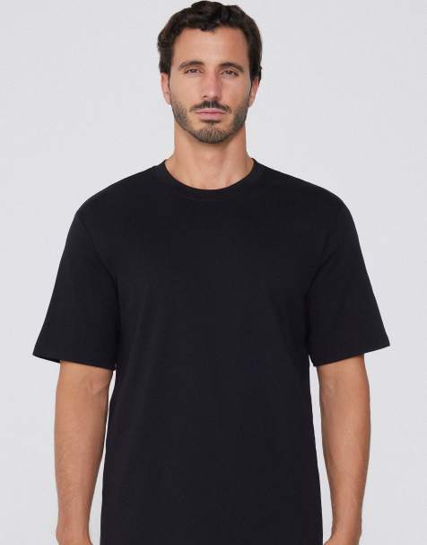Tezenis 100% heavy cotton round neck t-shirt in black - view 1