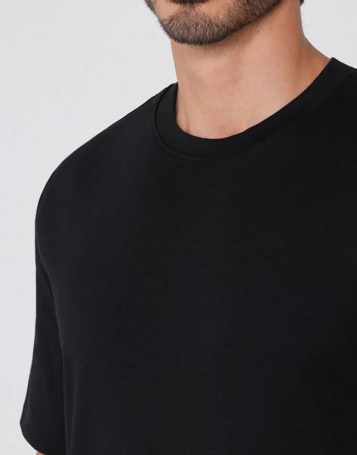 Tezenis 100% heavy cotton round neck t-shirt in black, 3 of 5