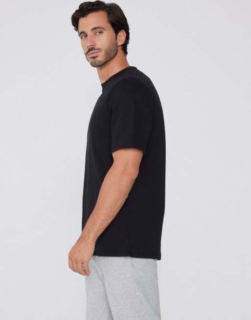Tezenis 100% heavy cotton round neck t-shirt in black, 4 of 5