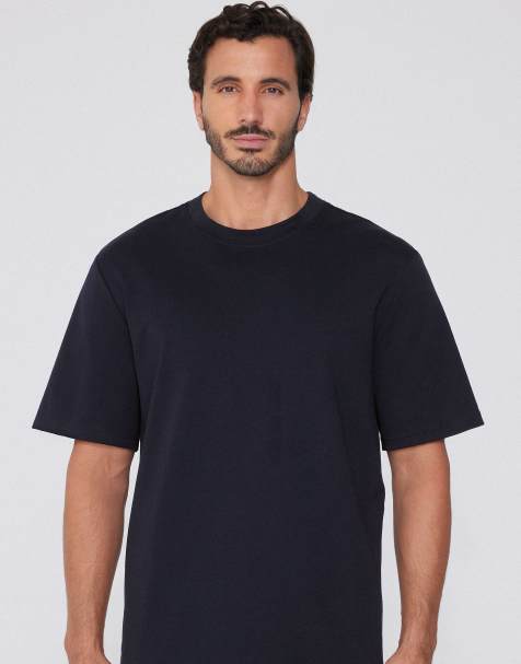 Tezenis 100% heavy cotton round neck t-shirt in dark blue - view 1