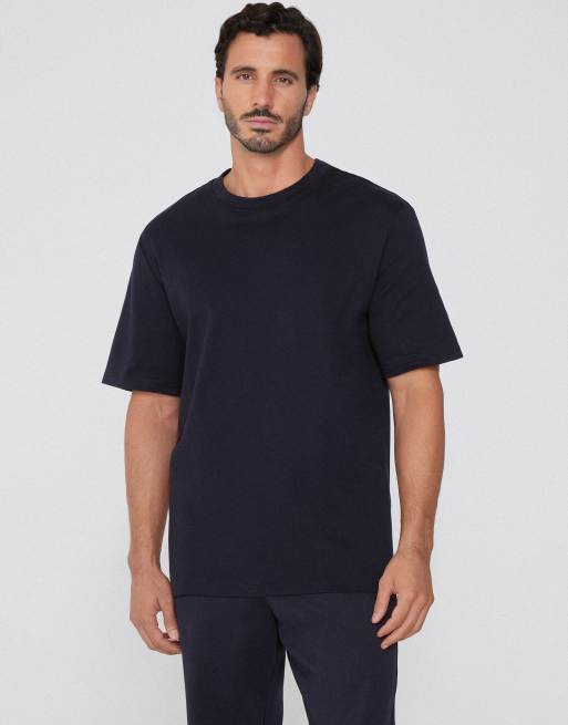 Tezenis 100% heavy cotton round neck t-shirt in dark blue, 4 of 5