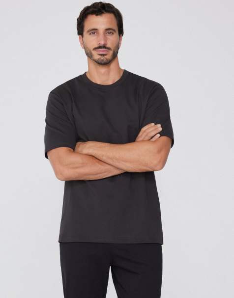 Tezenis 100% heavy cotton round neck t-shirt in dark grey - view 1