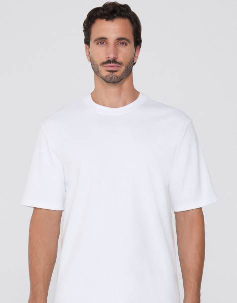 Tezenis 100% heavy cotton round neck t-shirt in white - view 1