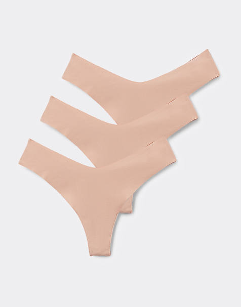 Tezenis 3 pack high-leg laser-cut brazilian in beige - view 1