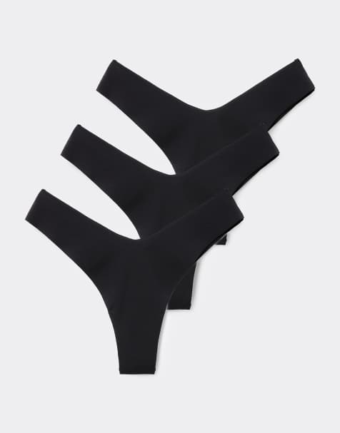 Tezenis 3 pack high leg laser cut brazilian in black - view 1