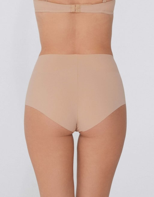 Tezenis 3 pack laser-cut french knickers in beige, 4 of 5