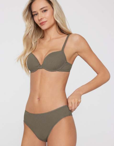 Tezenis Athens cotton cutie push-up bra in pastel military - view 1