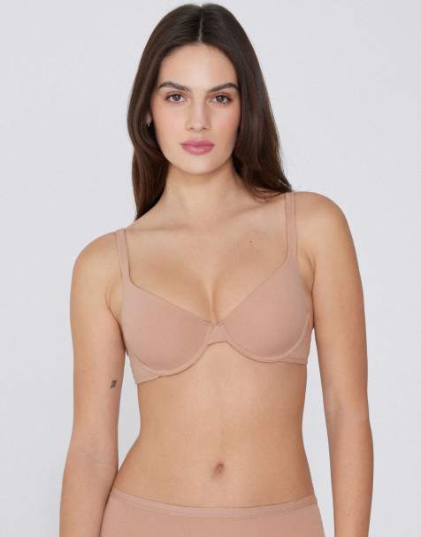 Tezenis Athens cotton push-up bra in beige - view 1