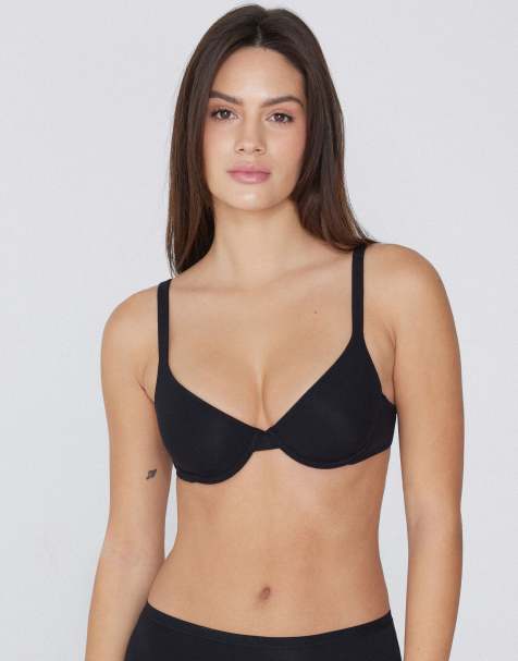 Tezenis Athens cotton push-up bra in black - view 1