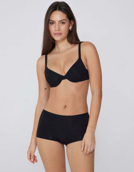 Tezenis Athens cotton push-up bra in black, 4 of 5