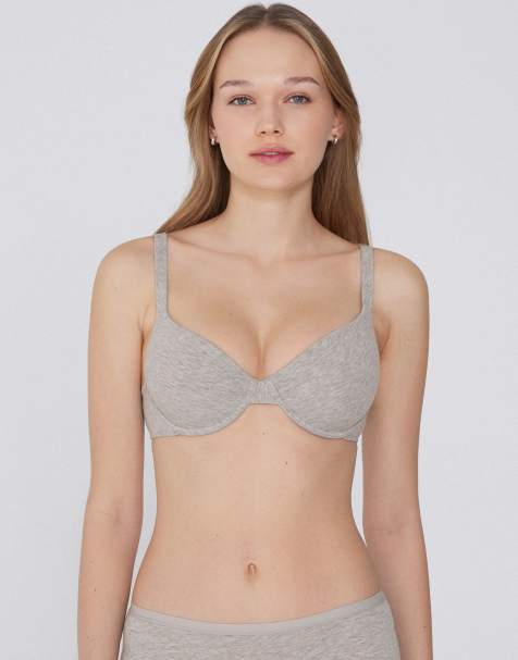 Tezenis Athens cotton push-up bra in mottled light grey
