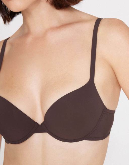 Tezenis Athens microfibre push-up bra in brown, 3 of 5