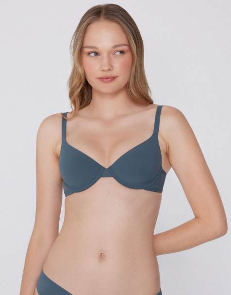 Tezenis Athens microfibre push-up bra in graphite grey - view 1