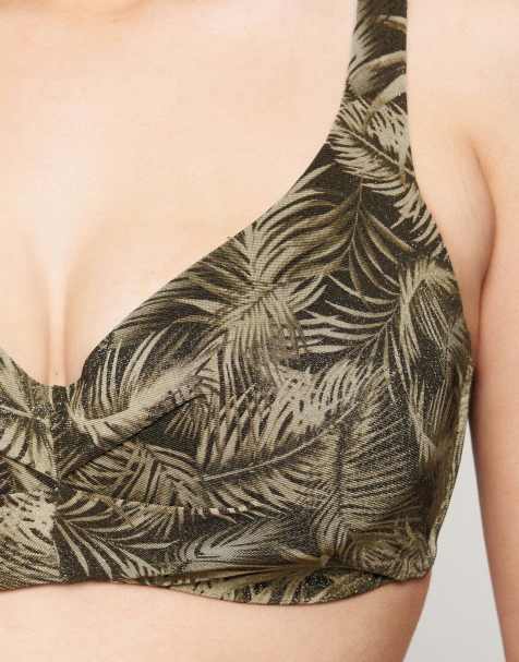 Tezenis balconette bikini top golden tropics in tropical foliage - view 1