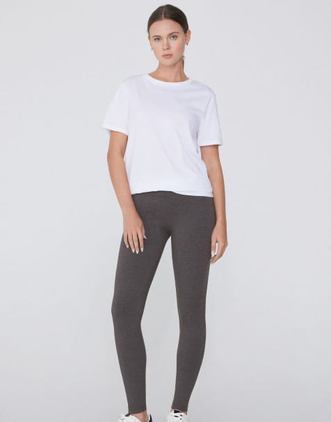 Tezenis Basic cotton leggings in dark grey melange - view 1