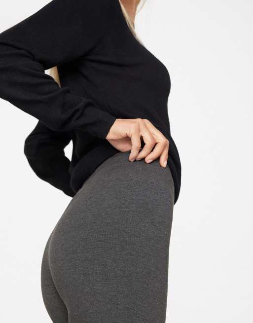 Tezenis Basic cotton leggings in dark grey melange, 3 of 6