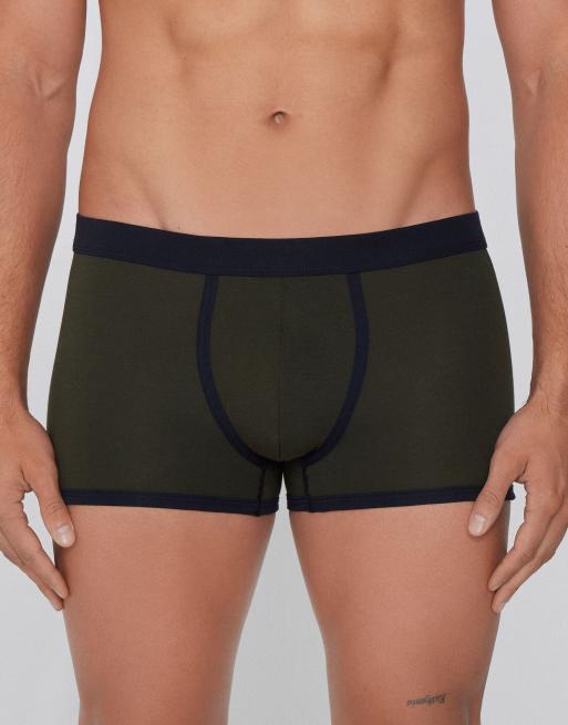 Tezenis Basic two-tone cotton boxers in blue - verde militare/deep blu