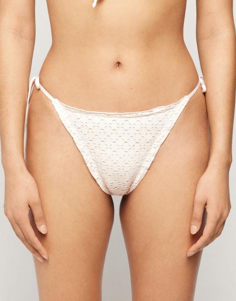 Tezenis boho style brazilian bikini bottoms in natural white - view 1