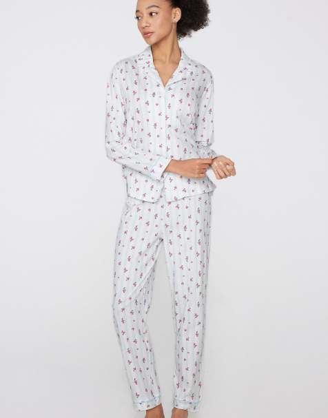 Tezenis Bouquet print long pyjamas in milk with bouquet flowers - view 1