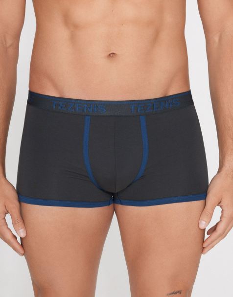 Tezenis Boxers with contrasting trim in dark grey denim - view 1