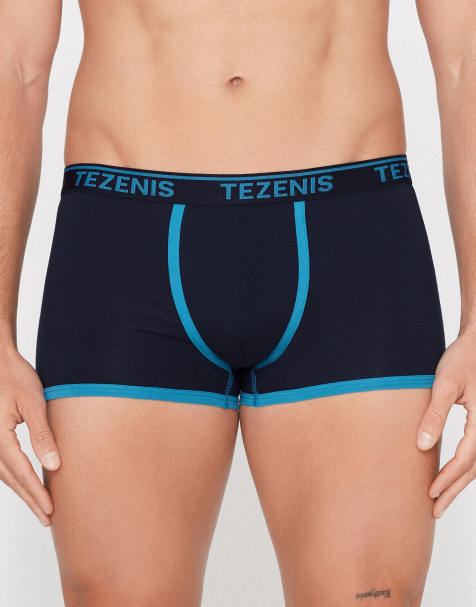 Tezenis Boxers with contrasting trim in deep blue/aqua green - view 1