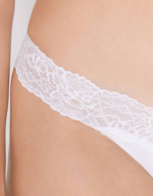 Tezenis Brazilian briefs in cotton and lace in white, 3 of 5