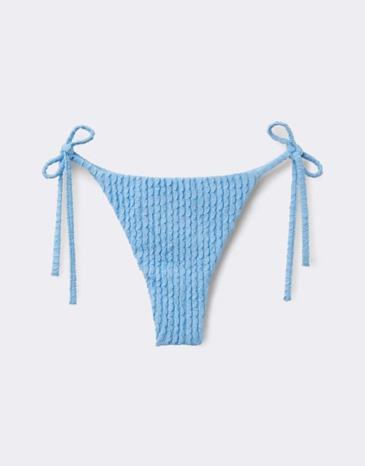 Tezenis brazillian dreamy texture bikini bottoms in chiffon blue, 5 of 5