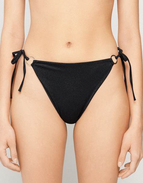 Tezenis brazillian royal essence bikini bottoms in black - view 1