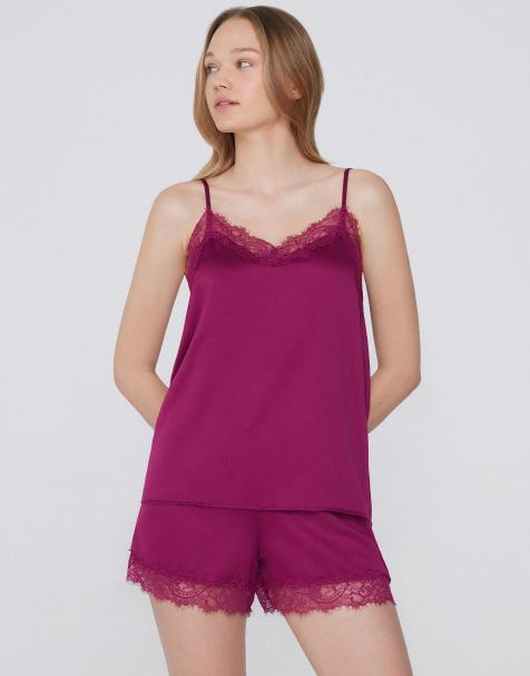 Tezenis Camisole with narrow shoulder straps in burgundy - view 1