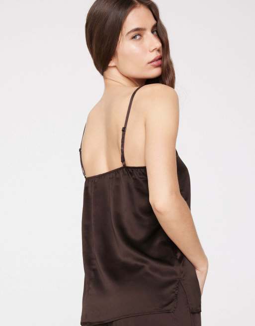 Tezenis Camisole with narrow shoulder straps in chocolate, 2 of 5