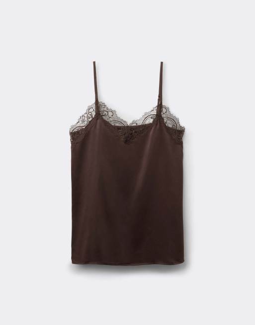 Tezenis Camisole with narrow shoulder straps in chocolate, 5 of 5