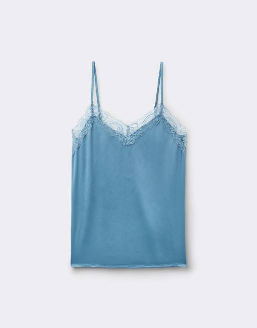 Tezenis Camisole with narrow shoulder straps in steel blue, 5 of 5