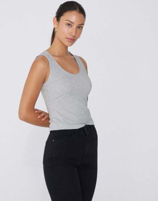 Tezenis Camisole with wide straps in mottled light grey, 4 of 5