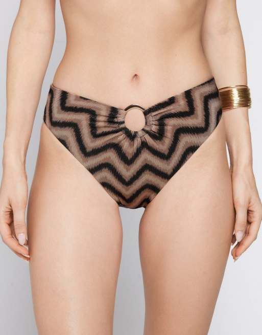 Tezenis mix & match chevron shine bikini in gold chevron, 2 of 6