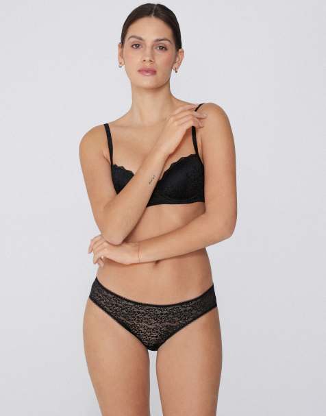 Tezenis Classic lace briefs in black - view 1