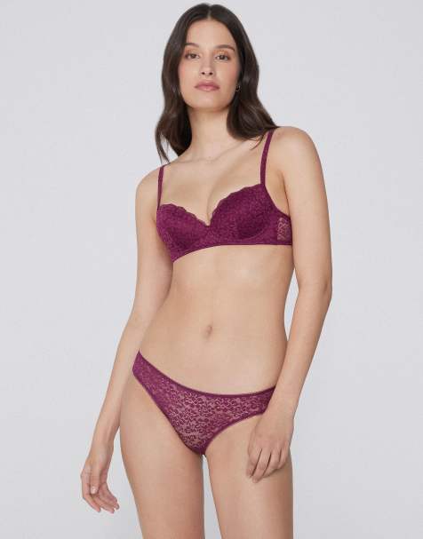 Tezenis Classic lace briefs in burgundy - view 1
