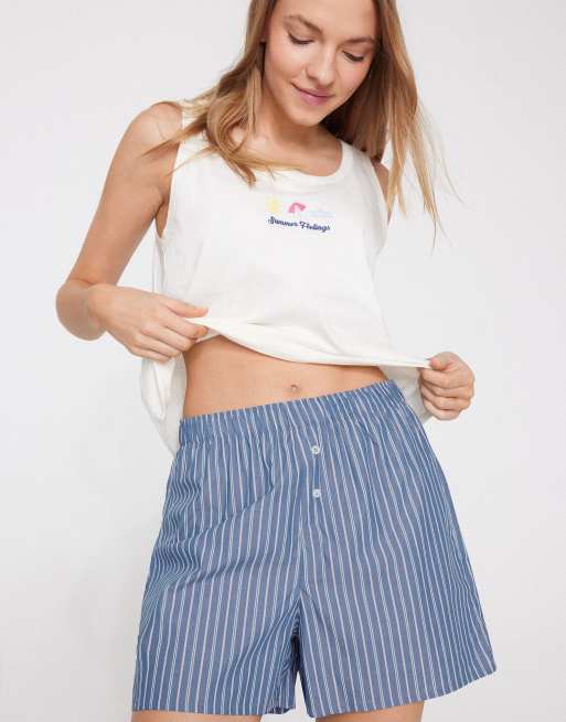 Tezenis Cotton canvas shorts in blue/pink stripes, 3 of 4