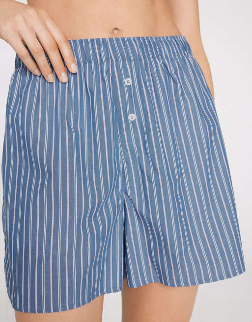 Tezenis Cotton canvas shorts in blue/pink stripes, 4 of 4