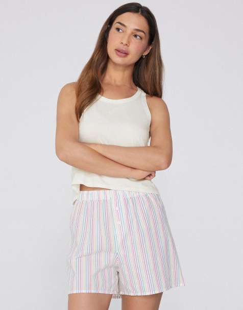 Tezenis Cotton canvas shorts in multicoloured stripes - view 1