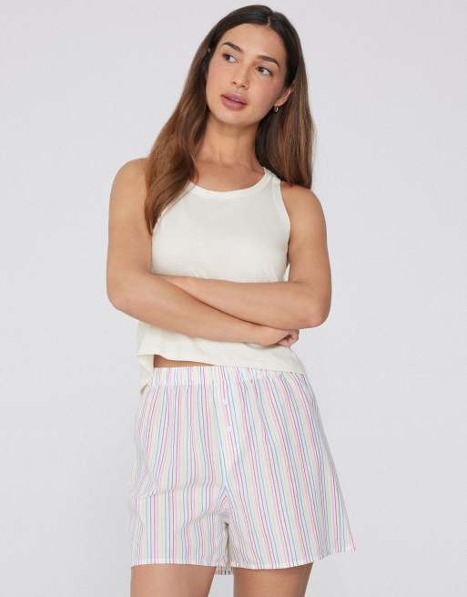 Tezenis Cotton canvas shorts in multicoloured stripes