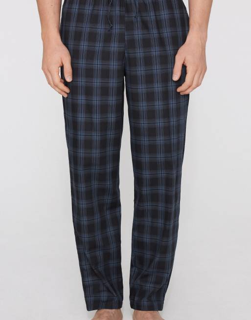 Tezenis Cotton canvas trousers with pockets in check denim deep blue, 2 of 4