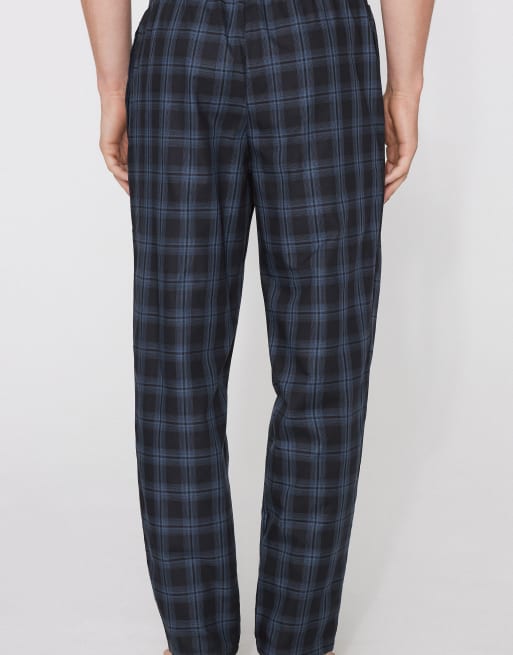 Tezenis Cotton canvas trousers with pockets in check denim deep blue, 3 of 4