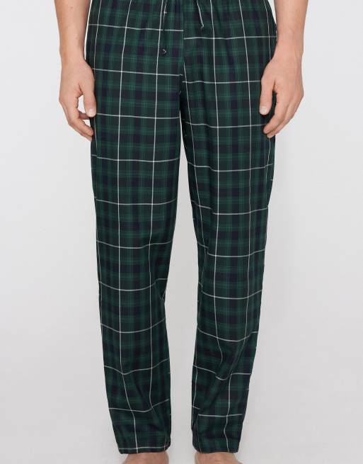 Tezenis Cotton canvas trousers with pockets in check verde blu, 4 of 4