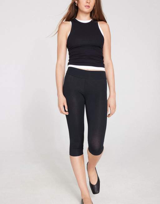 Tezenis Cotton capri leggings in black, 3 of 5