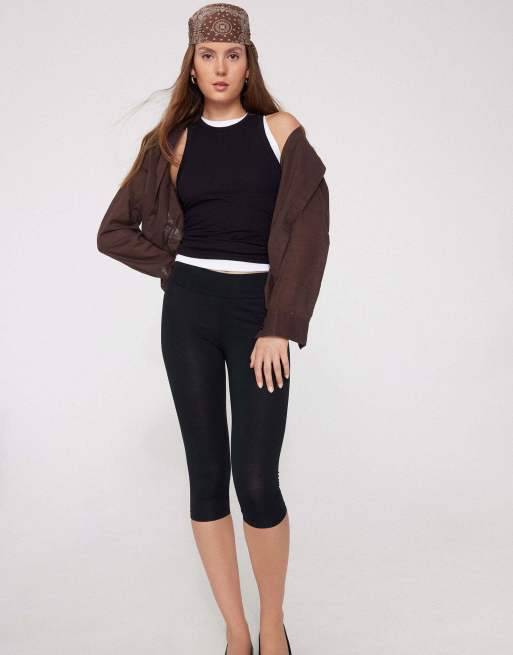 Tezenis Cotton capri leggings in black, 4 of 5