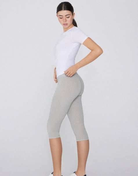 Tezenis Cotton capri leggings in mottled light grey - view 1