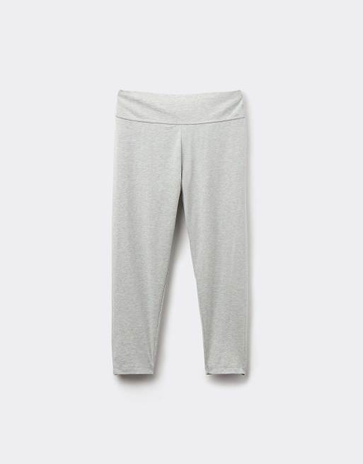 Tezenis Cotton capri leggings in mottled light grey, 5 of 6