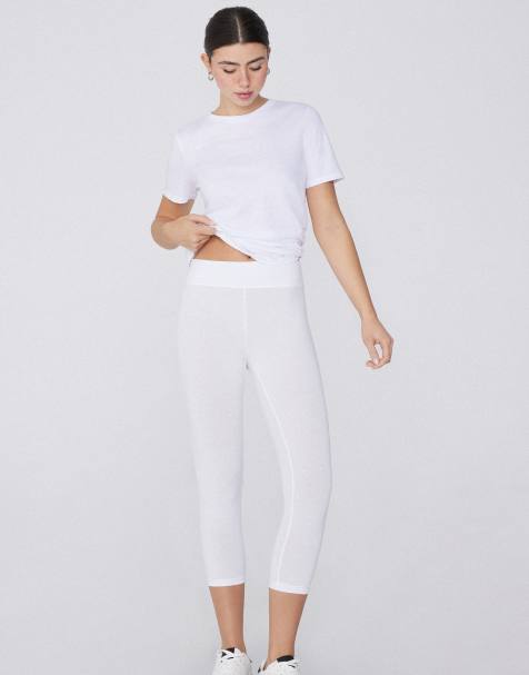 Tezenis Cotton capri leggings in white - view 1