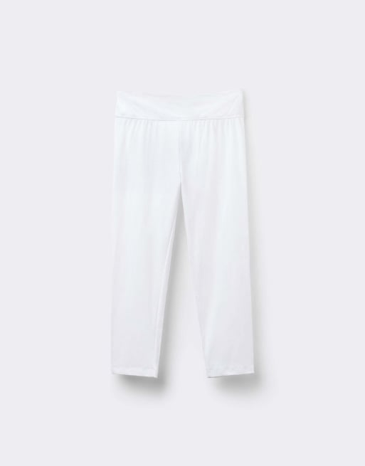 Tezenis Cotton capri leggings in white, 5 of 6